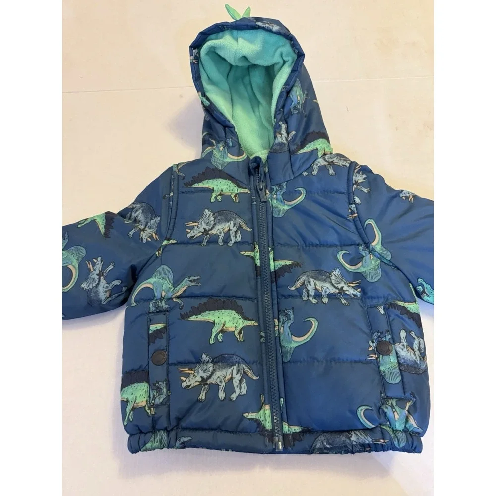 Carter's Size 18 month Dinosaur Winter Coat with Spiky Hood